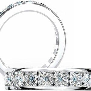 Elegant Moissanite Wedding Ring Silver 18K Plated Lab Created VVS